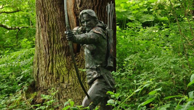 A statue of Robin Hood in Sherwood Forest.