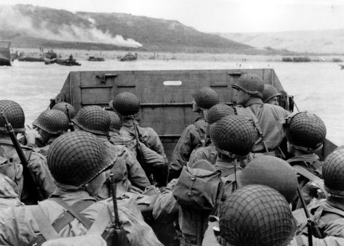 An iconic photo of World War II Allied forces arriving to Normandy, on D Day