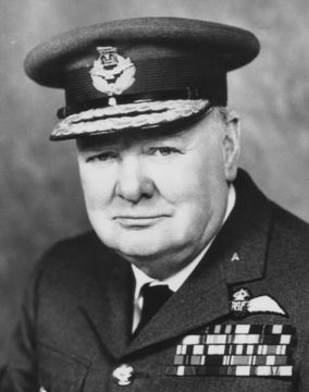 1946: British politician Winston Churchill (1874 - 1965) wearing Royal Air Force uniform.