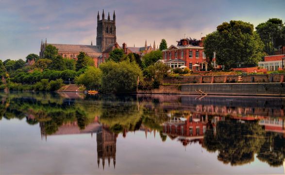 Worcester Cathedral, on the banks of the river Severn