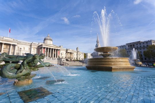 The National Gallery on Trafalgar Square, in London.