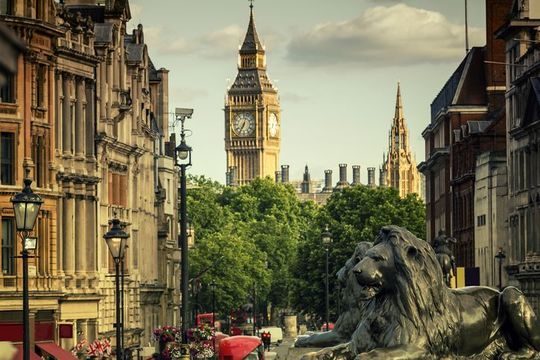 A view of Big Ben taken from Trafalgar Square.