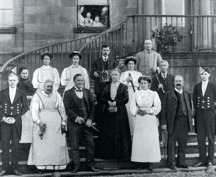 Here at Erddig near the market town of Wrexham (pictured below left), the serving staff photographed in 1912 included gardeners, housemaids, footmen, butler, cook, laundress, housekeeper and the estate foreman.
