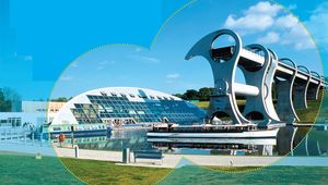 All aboard the Falkirk Wheel, in central Scotland