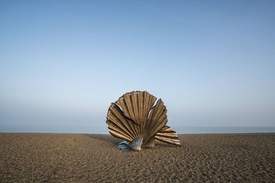 Sculpture on beach - stock photo