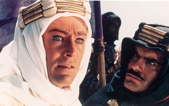 Peter O\'Toole and Omar Sharif in Lawrence of Arabia.