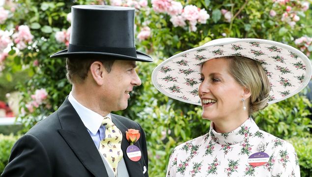 Prince Edward, Duke of Wessex and Sophie, Countess of Wessex pose for photographs ahead their 20th wedding anniversary on day one of Royal Ascot at Ascot Racecourse on June 18, 2019 in Ascot, England