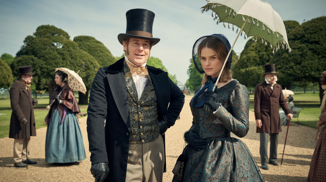 Adam James as John Bellasis, with Alice Eve as Susan Trenchard