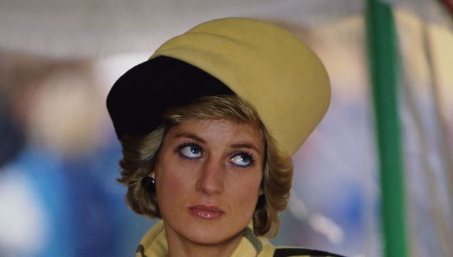 Princess Diana (1961 - 1997) wearing an Escada coat with a hat by Philip Somerville at the naming of the patrol boat Vigilant on the Isle of Wight, December 1989