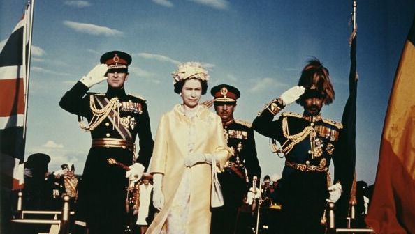 Queen Elizabeth II and Prince Philip with Emperor Haile Selassie I of Ethiopia.