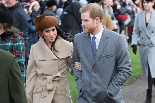 Meghan Markle and Prince Harry attend Christmas Day Church service at Church of St Mary Magdalene on December 25, 2017 in King\'s Lynn, England. (Photo by Chris Jackson/Getty Images)