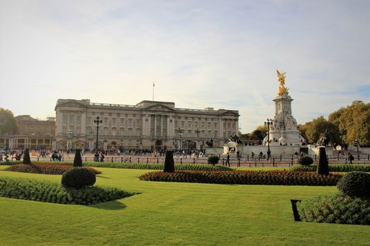 Buckingham Palace, in the heart of London city.
