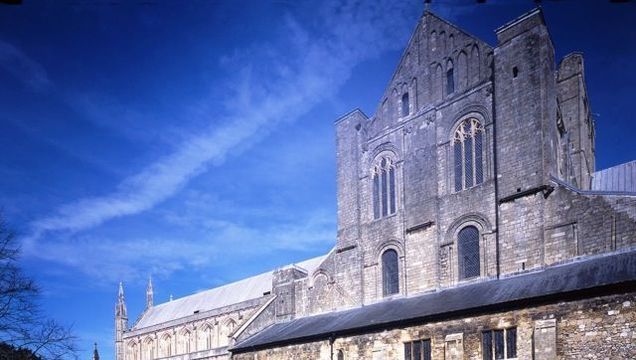 The south transept looks over the site of the medieval monastery’s chapter house and dormitory