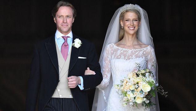 Lady Gabriella Windsor and Thomas Kingston leave after marrying in St George\'s Chapel on May 18, 2019 in Windsor, England.