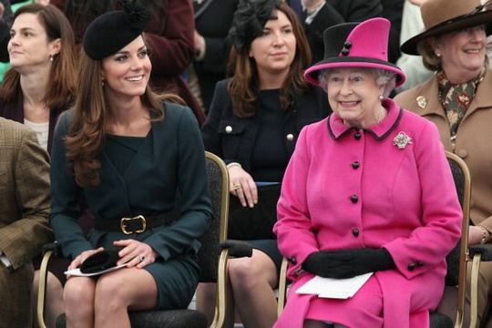 Kate Middleton and Queen Elizabeth.