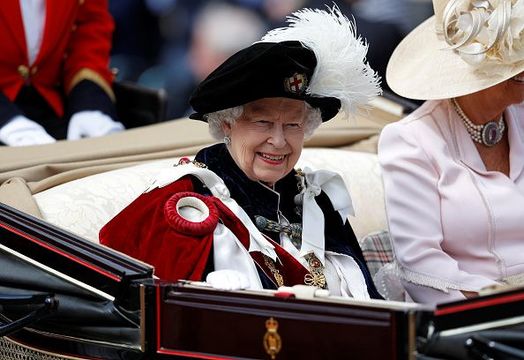 Queen Elizabeth II leaves after the Order of the Garter Service
