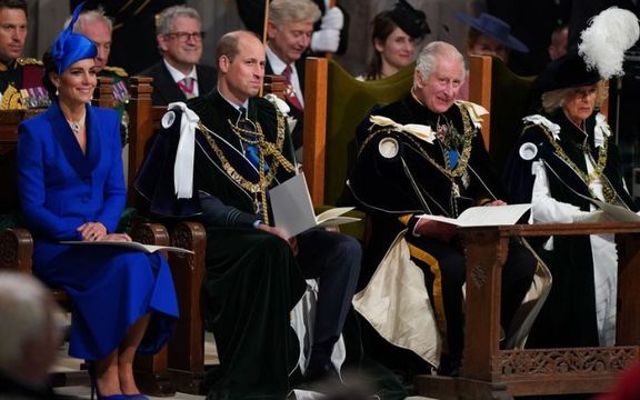 Princess Kate, Prince William, King Charles III and Queen Camilla attend the National Service of Thanksgiving at St Giles\' Cathedral on July 5, 2023 in Edinburgh, Scotland.