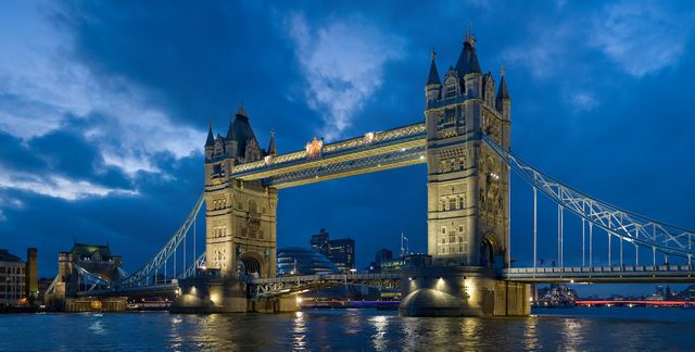 Tower Bridge on the River Thames in London.