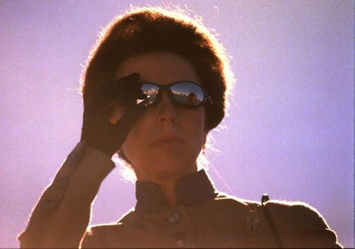 Princess Anne looks over the America\'s Cup Village from the Team New Zealand base during the first day of her 4 day tour in New Zealand.