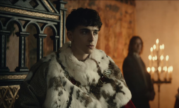 Timothée Chalamet as King Henry V in The King