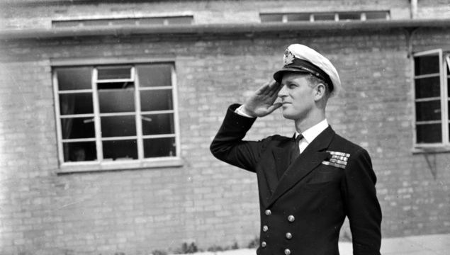 Louis Mountbatten, 1st Earl Mountbatten of Burma (1900 - 1979), with his nephew Prince Philip, Duke of Edinburgh, in Royal Marines uniforms at the regiment\'s barracks at Eastney, Hampshire, 27th October 1965