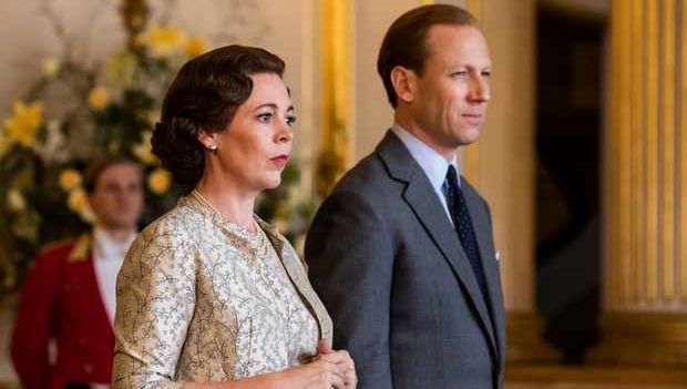 Olivia Colman and Toby Menzies as Queen Elizabeth and Prince Philip