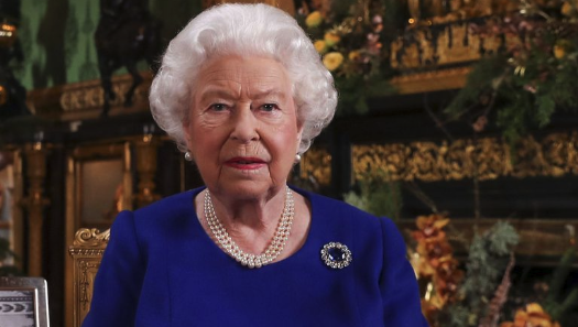 Queen Elizabeth II delivering her Christmas speech, in 2019.