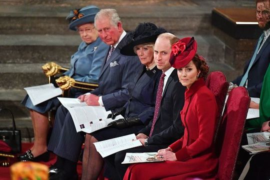 Queen Elizabeth II, Prince Charles, Prince of Wales, Camilla, Duchess of Cornwall, Prince William, Duke of Cambridge and Catherine, Duchess of Cambridge attend the Commonwealth Day Service 2020 on March 9, 2020 in London, England. (Photo by Phil Harris - WPA Pool/Getty Images)