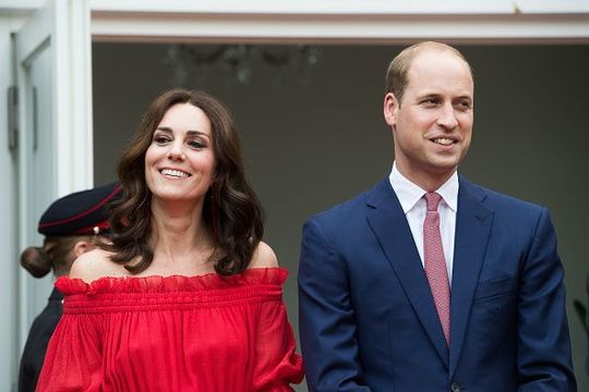 Prince William, Duke of Cambridge and Catherine, Duchess of Cambridge attend The Queen\'s Birthday Party at the British Ambassadorial Residence on the first day of their visit to Germany on July 19, 2017 in Berlin, Germany. The royal couple are on a three-day trip to Germany that includes visits to Berlin, Hamburg and Heidelberg. (Photo by Matthias Nareyek - Pool/Getty Images)