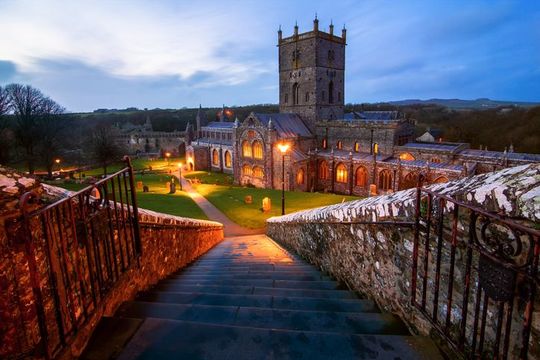 Steps down to St David\'s Cathedral, St David\'s, Pembrokeshire, Wales