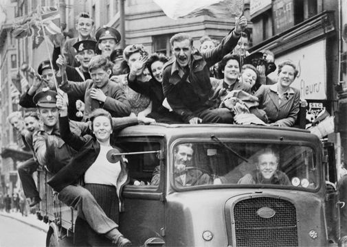 Celebrations in London, on VE Day, May 8, 1945.