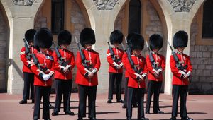 The Irish Guards and the iconic bearskin caps that guard the monarchy