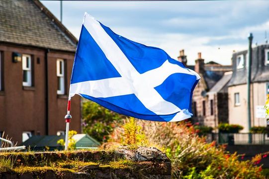 The Scottish flag.