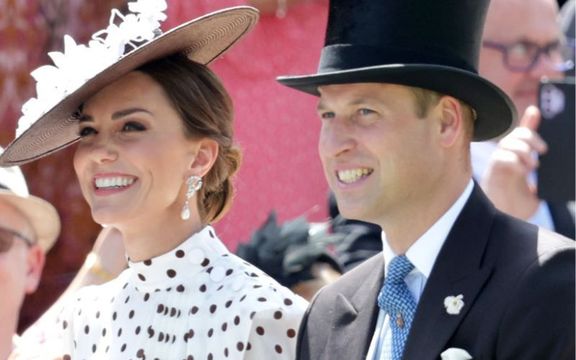 Catherine, Princess of Wales and Prince William, Prince of Wales arrive in the parade ring on the royal carriage during Royal Ascot 2022