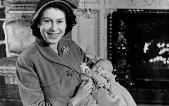 Queen Elizabeth and infant Prince Charles