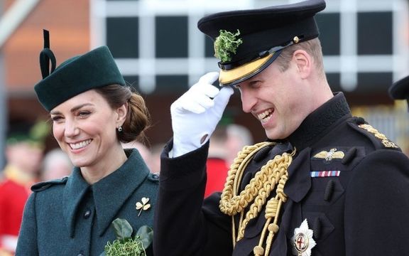 Prince William and Kate Middleton at the St. Patrick\'s Day parade in Aldershot on March 17, 2022.