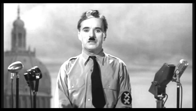 Charlie Chaplin in The Great Dictator (1940).