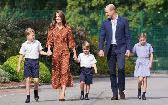 Prince George, Princess Charlotte and Prince Louis accompanied by their parents the Prince William, Duke of Cambridge and Catherine, Duchess of Cambridge, September 7, 2022 
