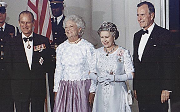 May 14, 1991: President and Mrs. Bush host a state dinner for Queen Elizabeth II and Prince Philip of Great Britain at the White House.