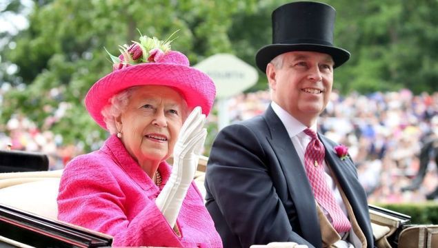 The late Queen Elizabeth II and her son Prince Andrew.