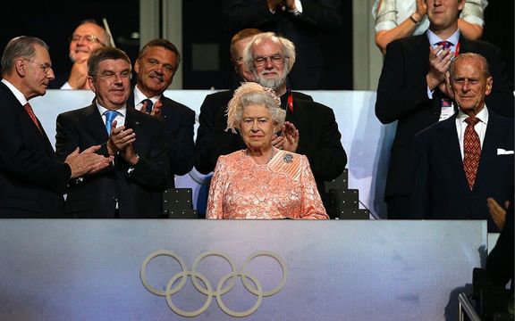 Queen Elizabeth II attends the Opening Ceremony of the London 2012 Olympic Games at the Olympic Stadium on July 27, 2012.