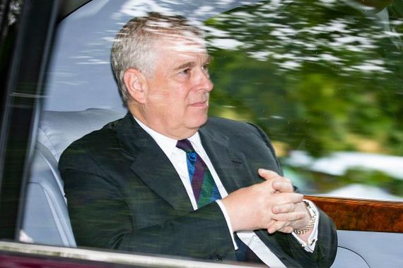 Prince Andrew, Duke of York is driven from Crathie Kirk Church following the service on August 11, 2019 in Crathie, Aberdeenshire. Queen Victoria began worshipping at the church in 1848 and every British monarch since has worshipped there while staying at nearby Balmoral Castle. (Photo by Duncan McGlynn/Getty Images)