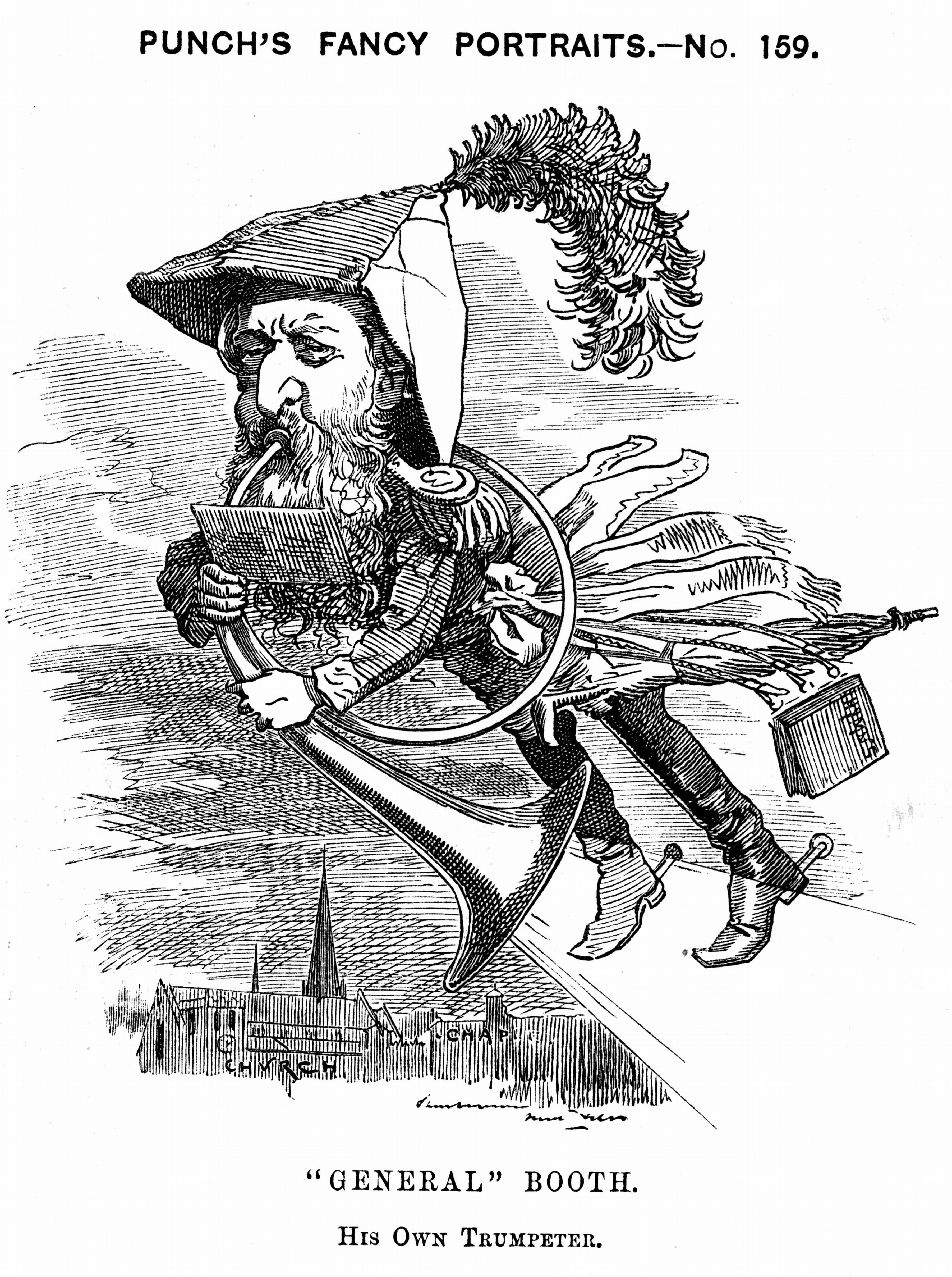 Caricature of William Booth, founder of Salvation Army - stock photo