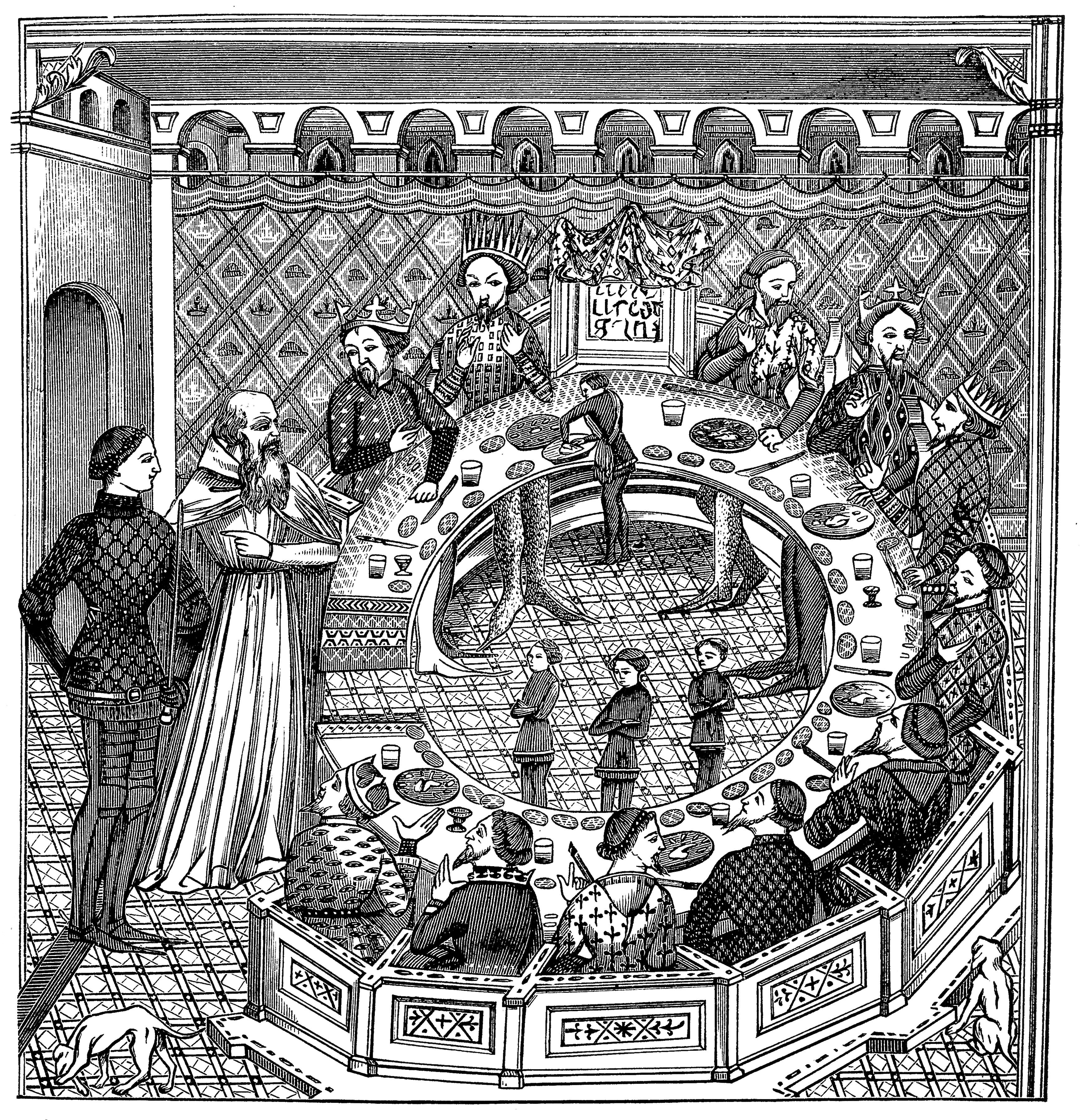 Illustration of a King Arthur and his Round Table