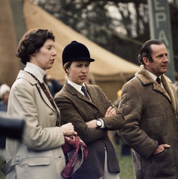 Princess Anne, the Princess Royal, at an equestrian event, circa 1980.