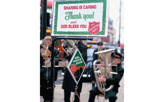 Salvation Army brass bands bring traditional Christmas carols to many an English street. Salvation Army brass bands bring traditional Christmas carols to many an English street.