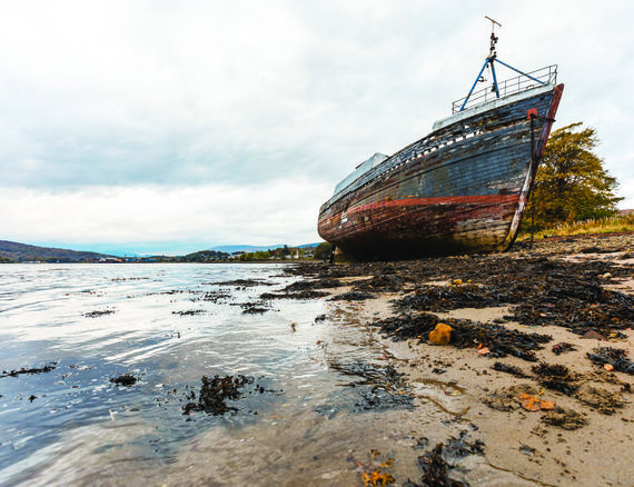 A shipwreck run aground next to Fort William in the Scottish Highlands.