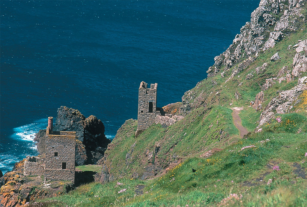 From the time of the Phoenicians and the Romans, traders have landed at Cornwall for tin. The cliffside Crown Engine Houses at Botallack Mine, built in the mid-1800s, have been silent since the mine, extending two miles into the Atlantic, was finally abandoned in 1914. Jim Hargan