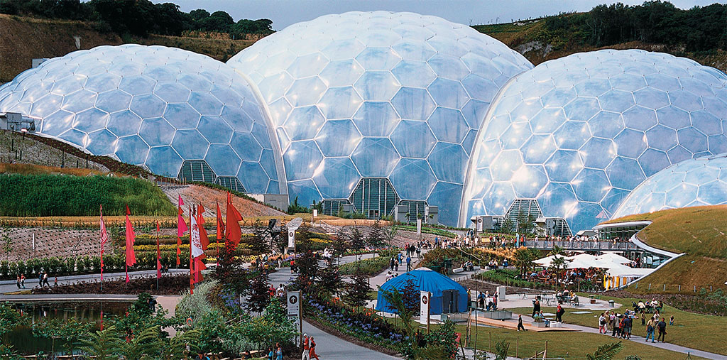 Cornwall’s Eden Project recreates the world’s principal ecosystems in its huge biospheres