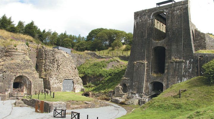 Blaenavon’s Balance Tower is its most impressive sight. Built in 1839, the tower used water power lifting carloads of iron ore to be fed into a battery of smelting furnaces on the left.